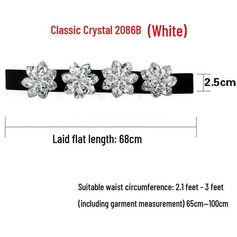 Women's Rhinestone Flower Elastic Waist Belt