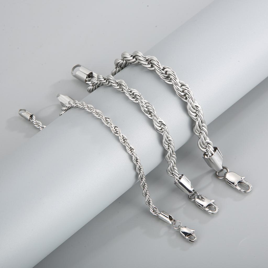 20/21/22cm Stainless Steel Twisted Rope Link Chain for Men Stainless Steel Wrist Jewelry