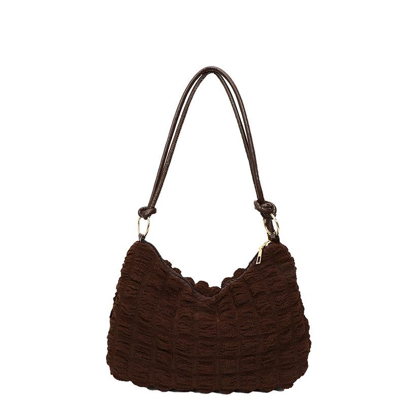 Women'S Simple Temperament Gentle Wrinkled Underarm Bag Women'S Spring Shoulder Messenger Bag Small Square Bag