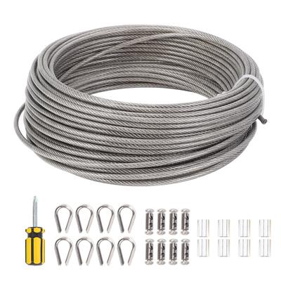 Wire Rope Kit 66ft Length 3mm Diameter 304 Stainless Steel Wire Turnbuckle Lock Kit for Garden