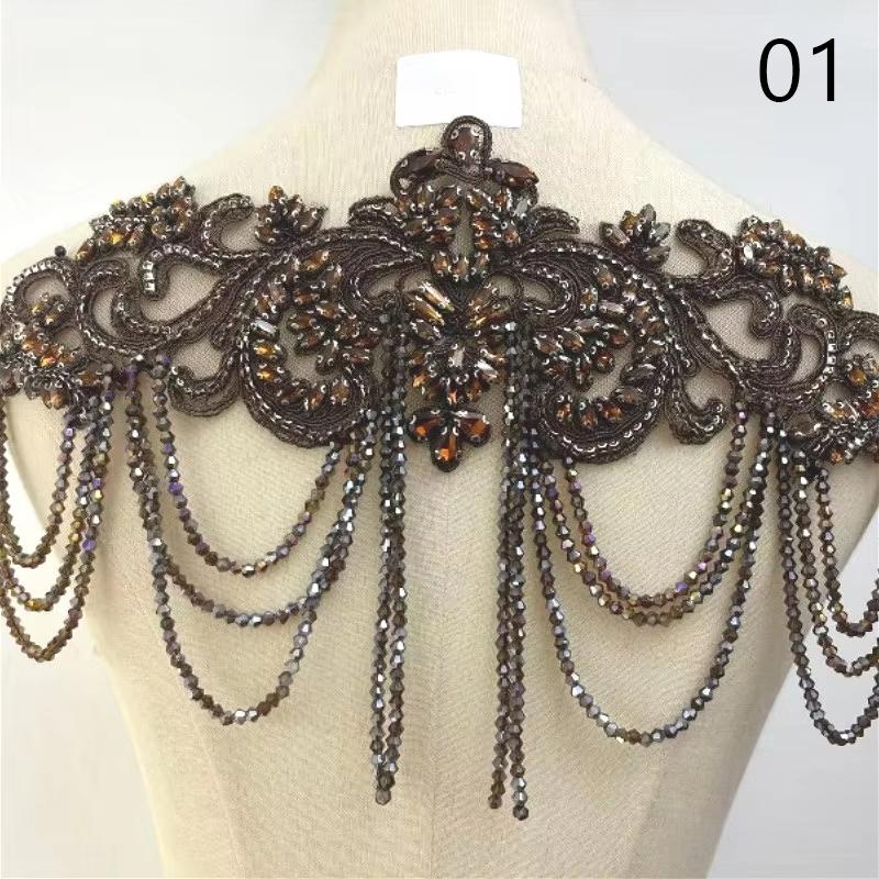 

1 Pcs Hand-Sewn Fashion Rhinestone Applique Sew On Patches For DIY Handmade Dress Wedding Dress Clothing Decor Accessories