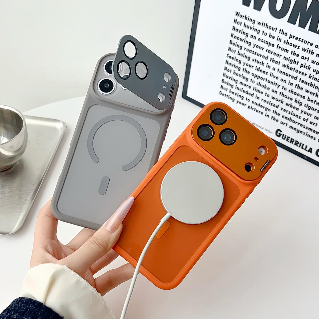 Metal Lens Holder Magnetic For Case For For Iphone 17 16 Plus 1 14 13 12 Pro Max Wireless Charging Acrylic Hard Back Cover