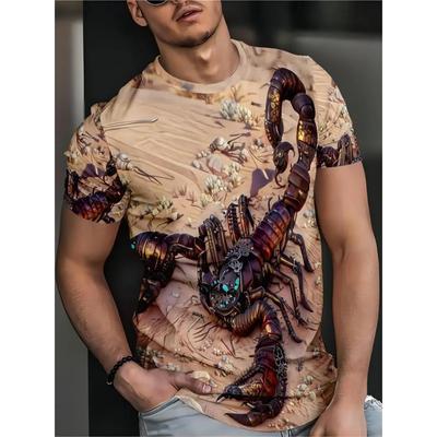 T-Shirts mit Tier-Skorpion-Muster für Männer/Frauen, 3D-Druck, Street-Trend-T-Shirts, Sommer, kurzärmelige Oberteile, übergroße Herrenkleidung