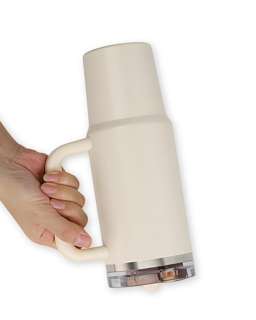 Leak-Free Tumbler with Straw, Large Capacity, Lid, Vacuum Insulated, Fully Sealed, Perfect for the Office, Car, or Gym [PANT] (Cream White, 1200ml)