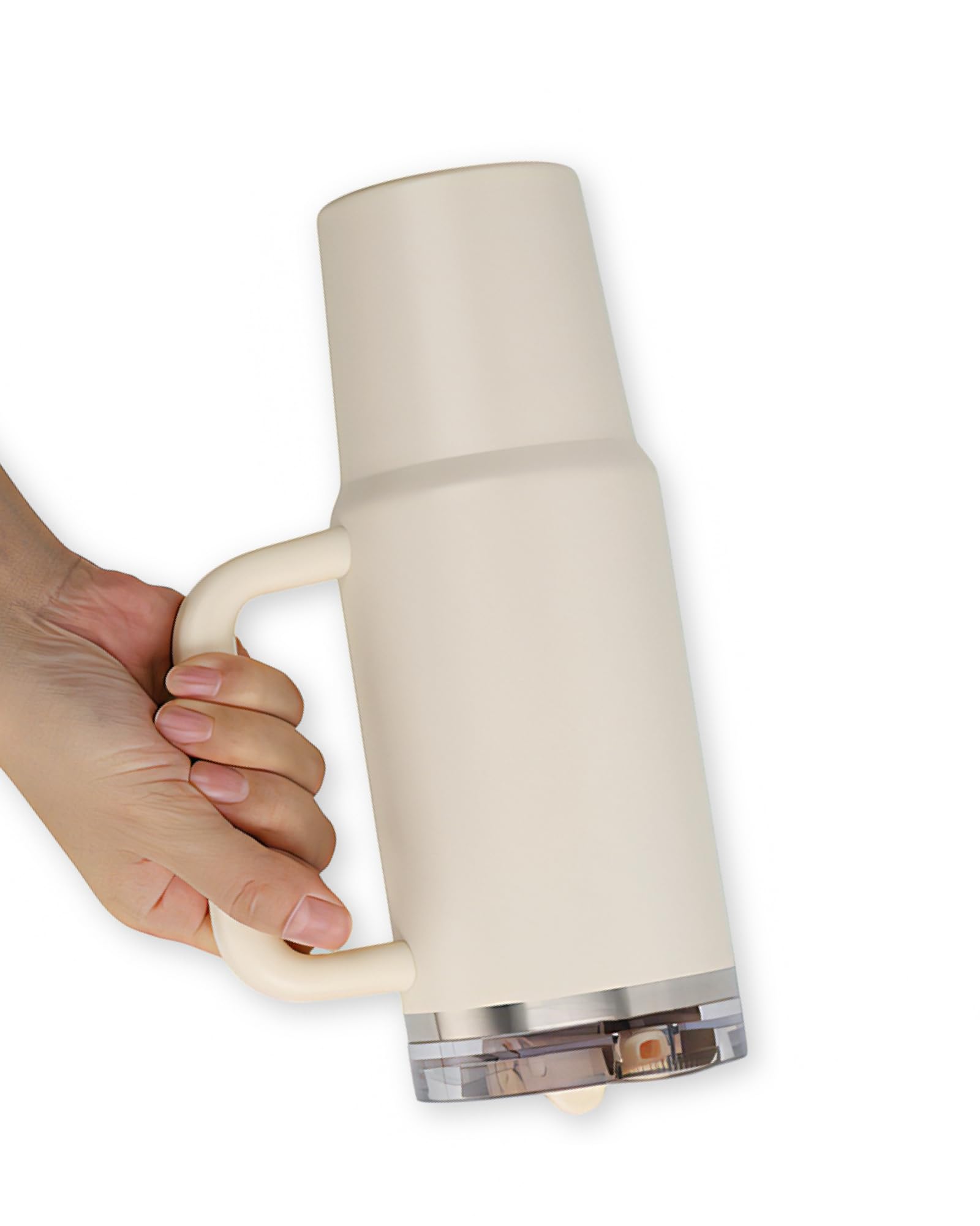 

Непротекаемый стакан с соломинкой, большой вместимости, с крышкой, с вакуумной изоляцией, полностью герметичный, идеально подходит для офиса, автомобиля или спортзала [PANT] (Кремово-белый, 1200 мл)