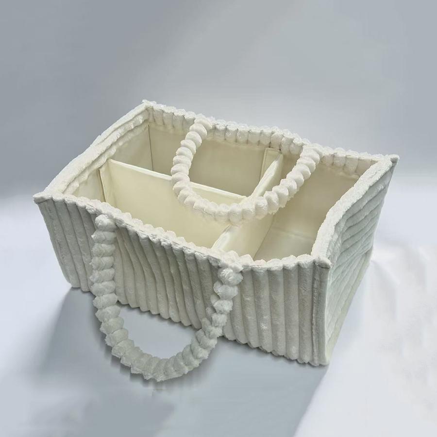 

Baby Plush Storage Nursery Organizer Basket Mommy Tote Bag Diaper Bag Kids Storage Carrier Large Pocket Stroller Accessories