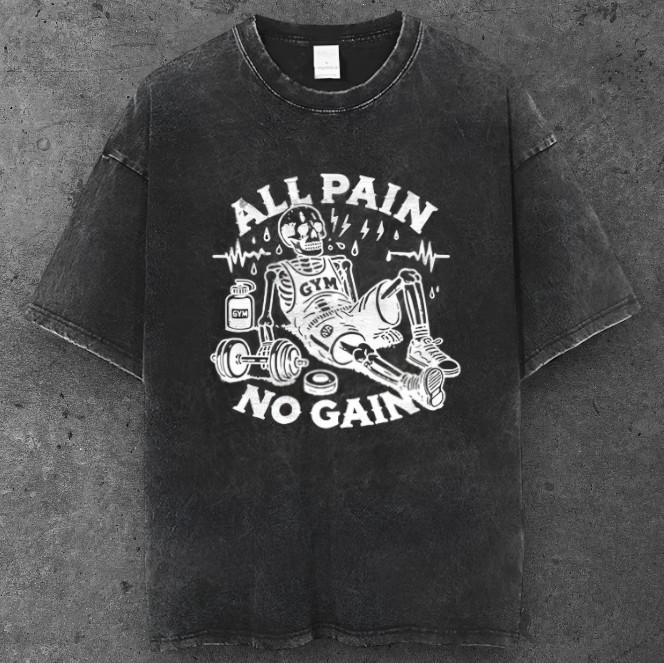 Mens Bodybuilding No Pain No Gain Oversized T Shirt Black Gym Attire S-2XL S разноцветный