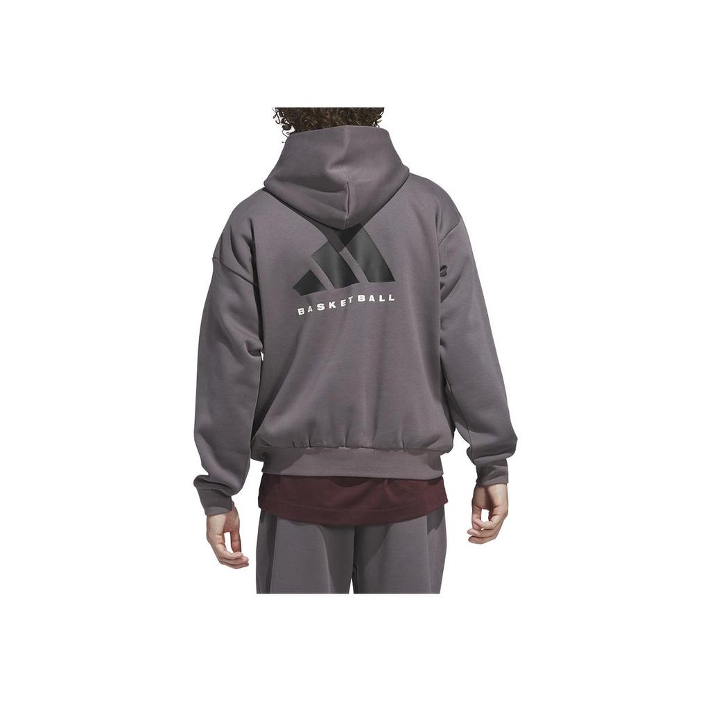 Adidas Basketball Ss25 Logo Comfortable Casual Hoodie, Unisex Basketball Streetwear Hoodies Charcoal Gray JL6873