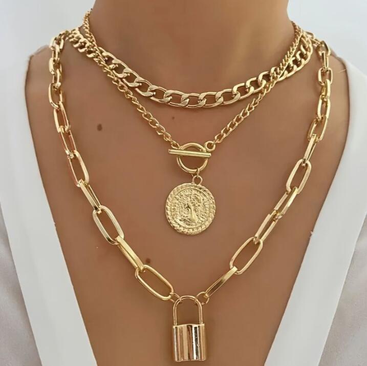 3Pcs/Set Bowknot Beads Pendant Necklace for Women Elegant Gold Color Multilayer Necklaces Sets Fashion Summer Waterproof Jewelry