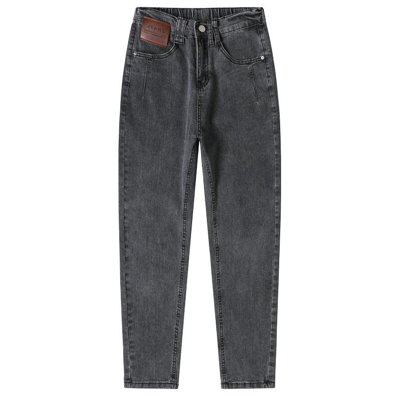 Elastische Bund Dad Jeans für Damen im Herbststil Elastisch Dicke MM Große Größe Lässige Haremshose für Damen im Herbst Karottenhose