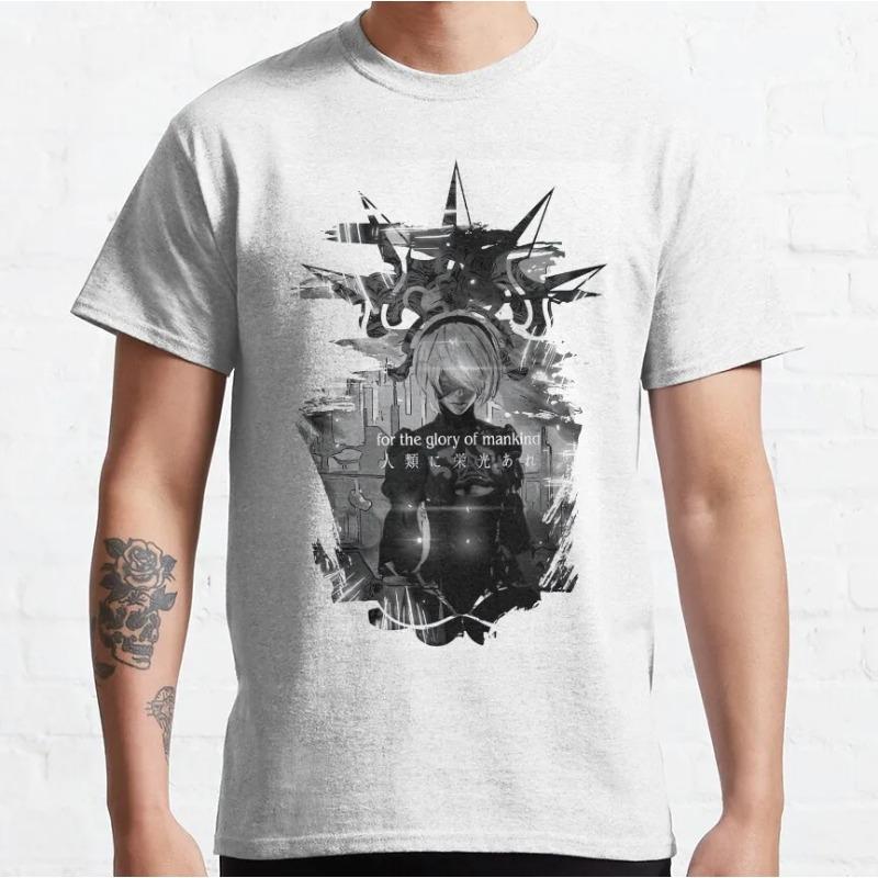 Mens Shirt Yorha Nier Automata T Shirt 100 Cotton Tops Funny Short Sleeve Crew Neck YoRHa No 2 Type B Big Size TShirts