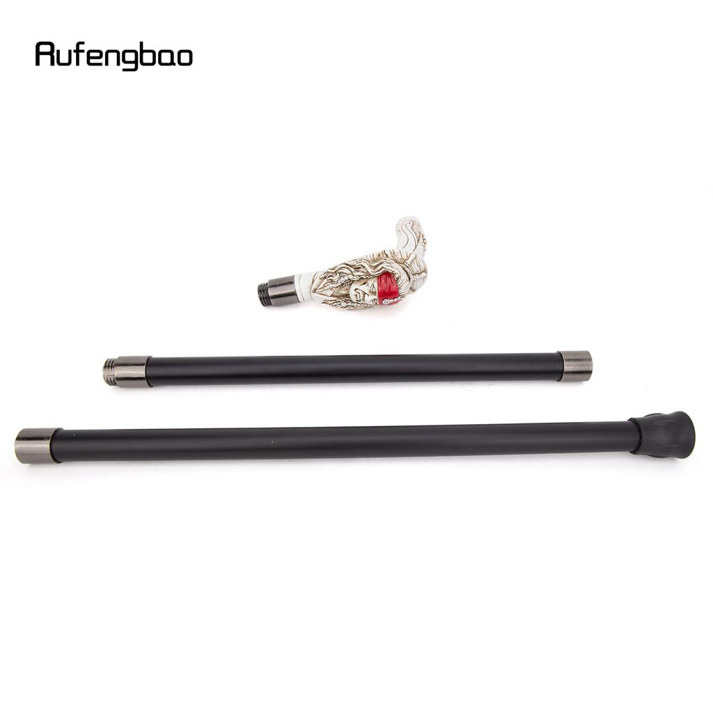 Red Resin Feather Skull Head Walking Cane Fashion Decorative Steel Stick Gentleman Elegant Cosplay Cane Knob Crosier 98cm