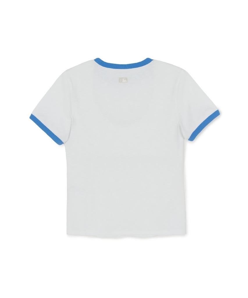 Emelbi Women'S Varsity Lettering Slim Slub Ringer T-Shirt Ny (White)