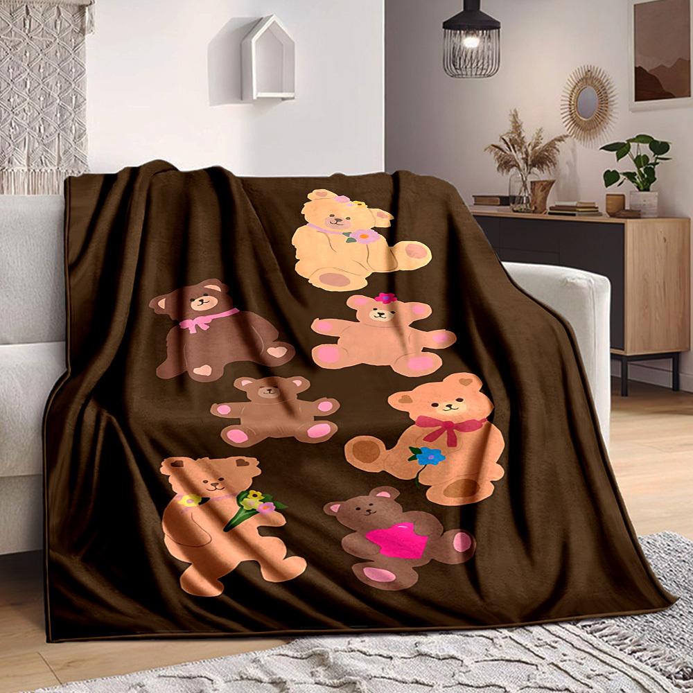 

1pc Teddy Bear Blanket Warm, Cozy, and Soft, Suitable for Sofas, Beds, Cars, and Office Use.Perfect for Camping and Travel, Making It A Great Gift for 100x150cm