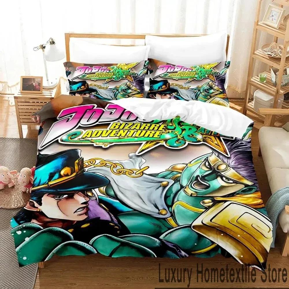 Anime JoJos Bizarre Adventure Bedding Set Duvet Cover Pillowcase King Queen Size Boys Adult Comforter