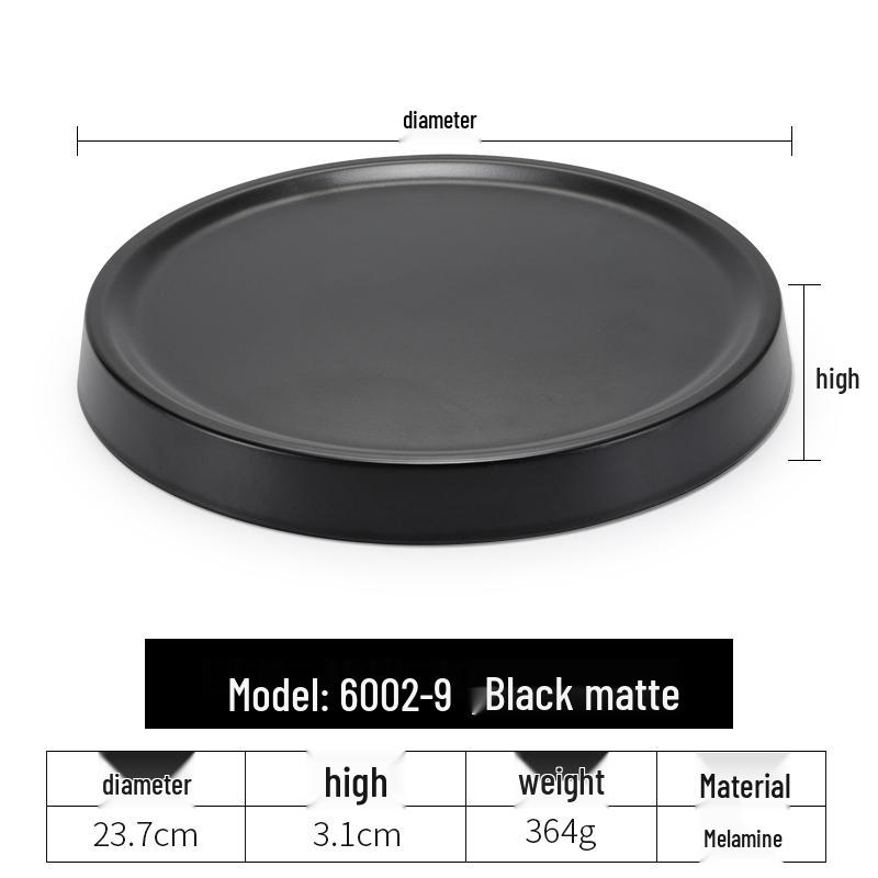 Black Melamine Japanese Sushi Tray - Long Shallow Plate for BBQ & Food Arrangement