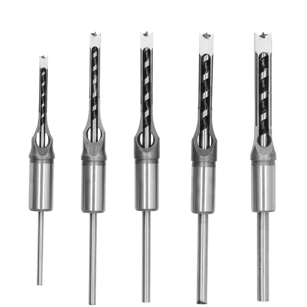 5pcs 1/4-1/2 Inch Sizes Square Hole Drill Bit High Hardness Steel Sharp Cutting Edge Mortising Chisel Set 6.4-12.7mm Sizes