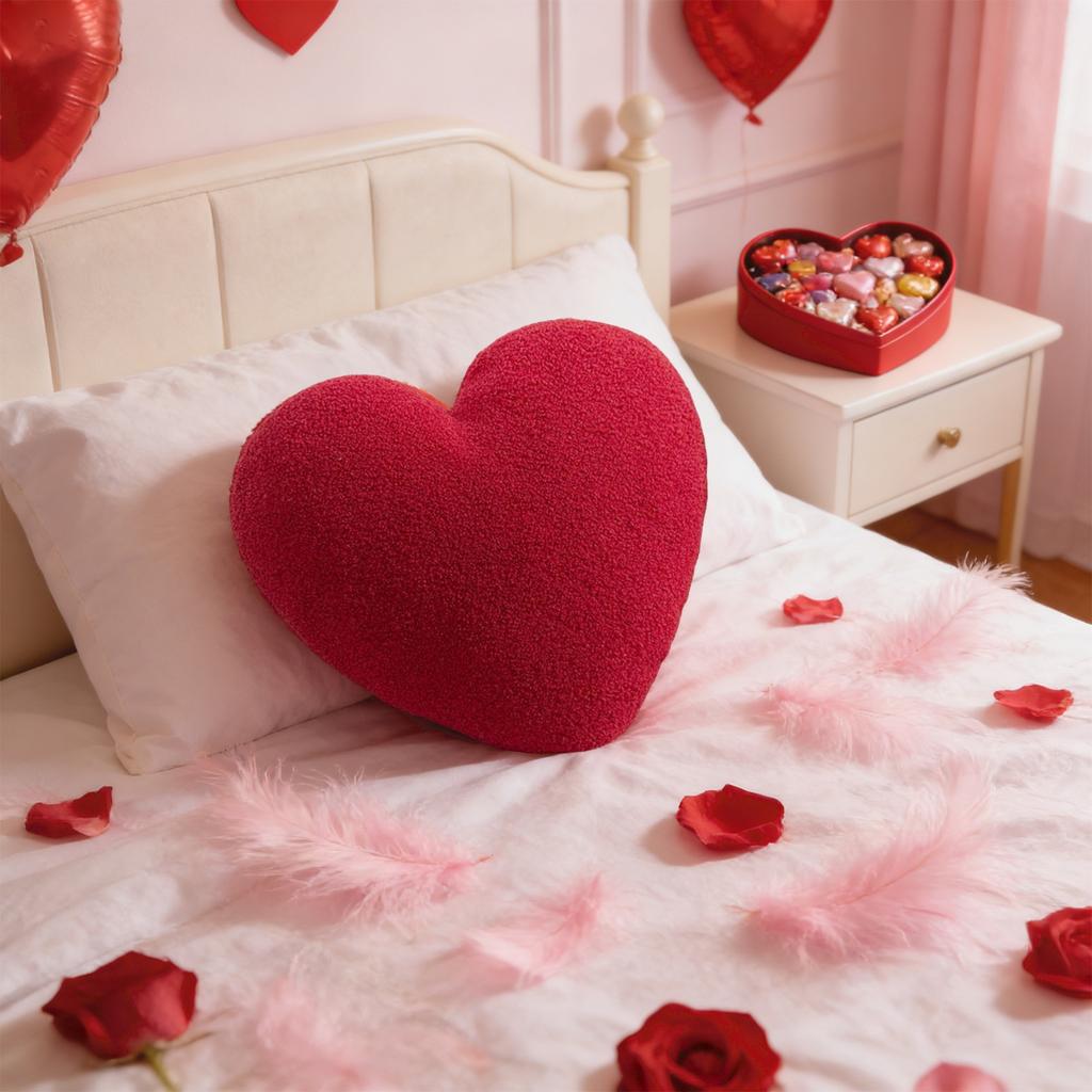 Creative Heart-Shaped Plush Pillow/Cushion/Backrest With Insert/Sofa Lumbar Support