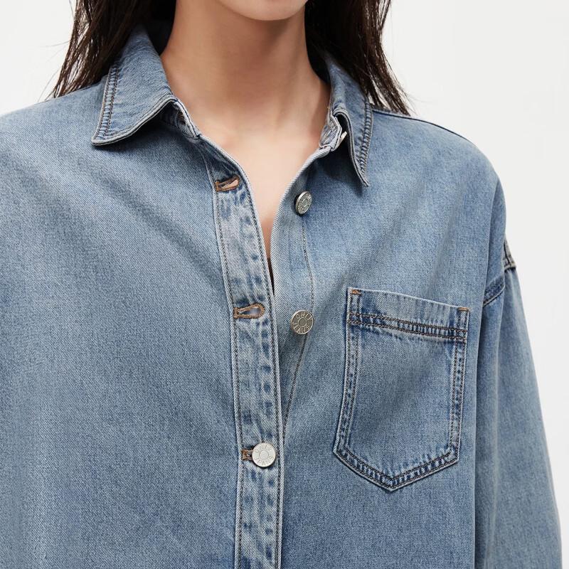 ONLY 2026 Spring Relaxed Drop-Shoulder Denim Shirt for Women