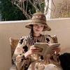 Striped Geometric Print Natural Straw Bucket Hats For Women Foldable Lightweight Sun Hatstravel & Vacation Essential