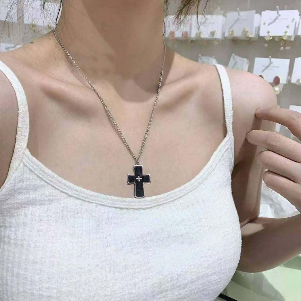 4PCS Personality Cross Necklace Set Prayer Crucifix Pendant Chain Thorn Love Necklace Set  Church