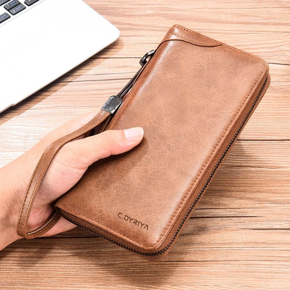 

Card Brand Business Clutch Bag Large Capacity ID Card Holder Elegant Long Zipper Wallet Men фіолетовий