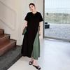 Dimanaf 2025 Summer Plus Size Dress Women Casual Vintage Long Dress Loose Basic Cotton O-Neck Dress