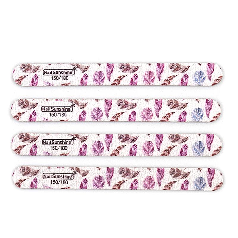 Crescent-Shaped Butterfly Flower Print Nail File - Thin Wood Chip Manicure Shaping and Grinding Tool