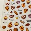 1pc of 3D Relief Nail Stickers Brown Y2K Style Cute Cookies Cake Bread Pizza Cute Food Stickers DIY Nail Stickers Creative Stickers