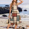 Damen Freizeitkleid für den Sommer, Tankkleid, lockeres Strandkleid mit Taschen, ausgestelltes Midi-Sommerkleid