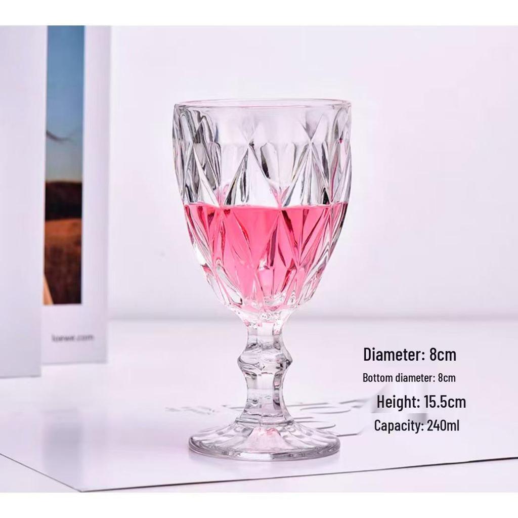 Vintage geprässter Rotweinglas - Elegantes dickes Glas für Hochzeiten & Dekoration