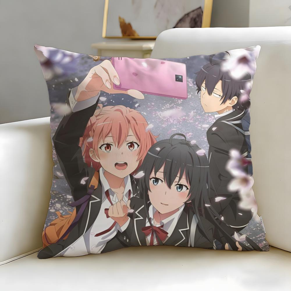 anime My Teen Romantic Comedy SNAFU Cushion Cover Soft & Easy-Wash Pillow Case – Versatile for Couch, Bed, Travel and Office
