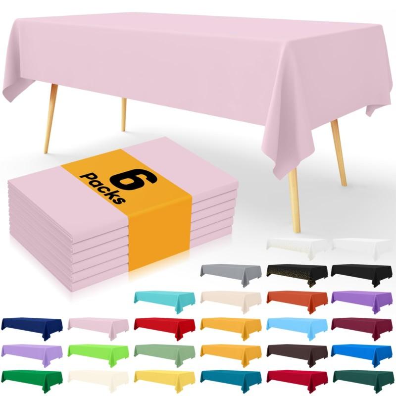Homaxy Versatile Disposable Table Cloth  Plastic Waterproof Tablecloth Decorative Rectangle Table Covers of Party Camping Picnic