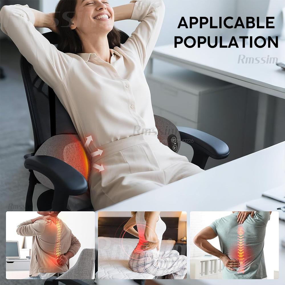 3-in-1 Electric Lumbar Support Pillow with Heat,Vibration &Traction,Waist Relief Waist Support Back Pillow Waist Protection Pad