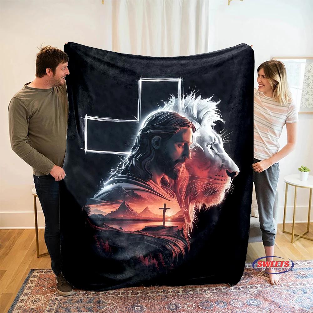 NO.3 Comfortable and Soft Cross Jesus Blanket, Add Beauty To The Home, All Seasons, Home Office Can Be Used, Nap Camping Blanket
