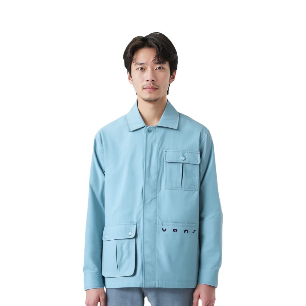Vans Polo Casual Printed Long Sleeve Shirt Men shirts Sky-Blue VN000GNPBDX1