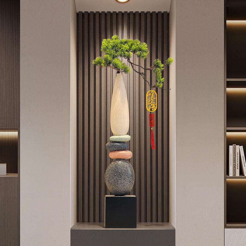 Slender Vertical Ceramic Vase Ornament for Living Room or Foyer