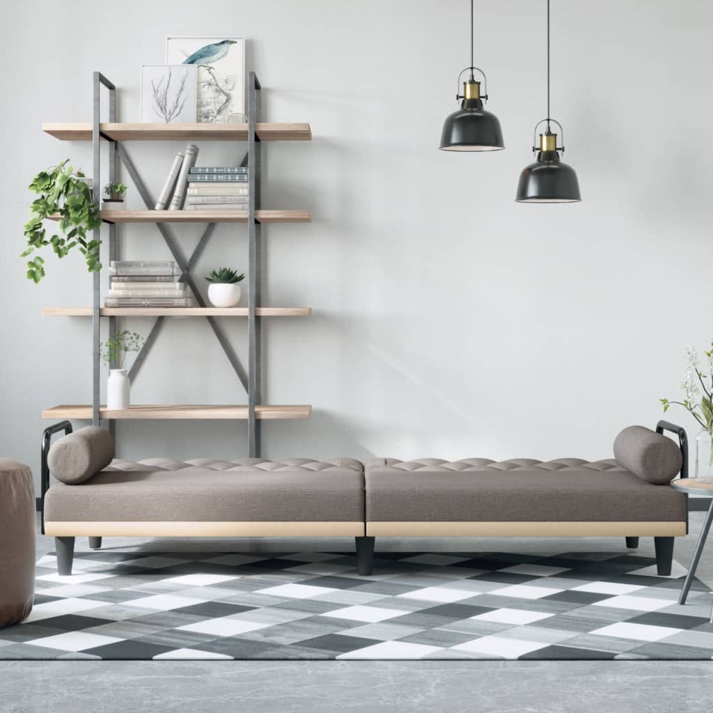 Sofa Bed with Armrests Taupe Fabric