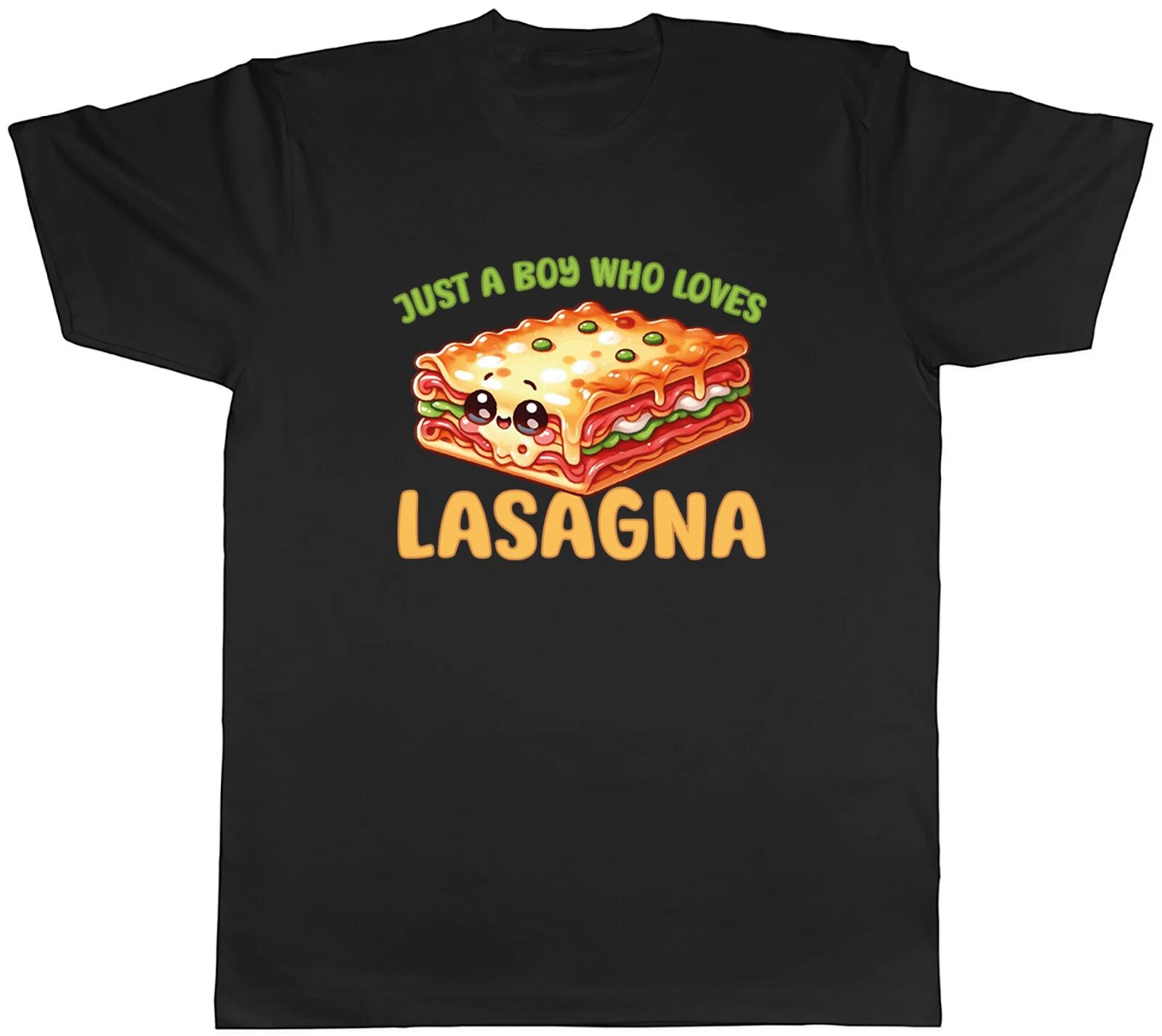 Just a Boy who Loves Lasagna Mens T-Shirt Italy Food Layering Cheese Tee Gift L