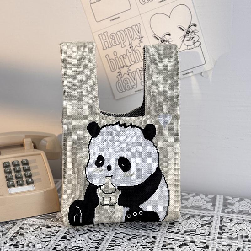Kuanzhai Alley Souvenir: Chengdu Panda Grandpa Knitted Women's Tote Bag