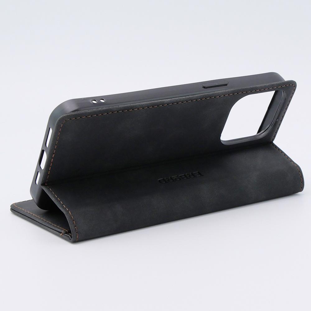 ERBORD Vintage Wallet Case for iPhone 15 Pro Max with Flip, Black