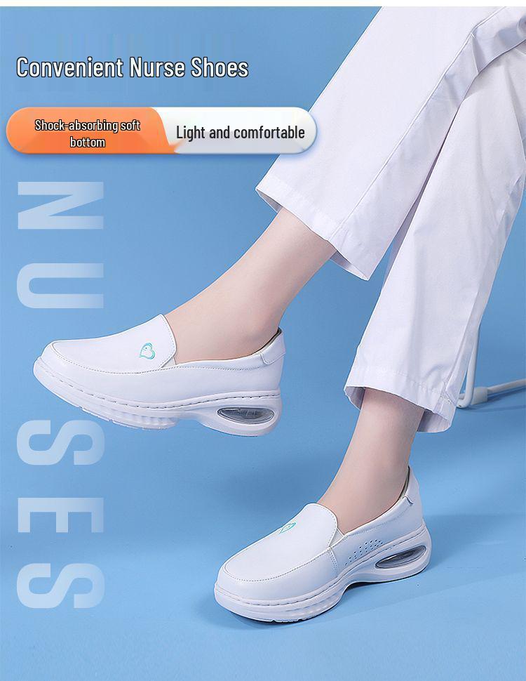 Damen Schwesternschuhe - Weich, Atmungsaktiv, Rutschfest, Bequem, Flacher Absatz, Luftpolster, Höhenerhöhend, Echtes Rindsleder für Medizinische Arbeit