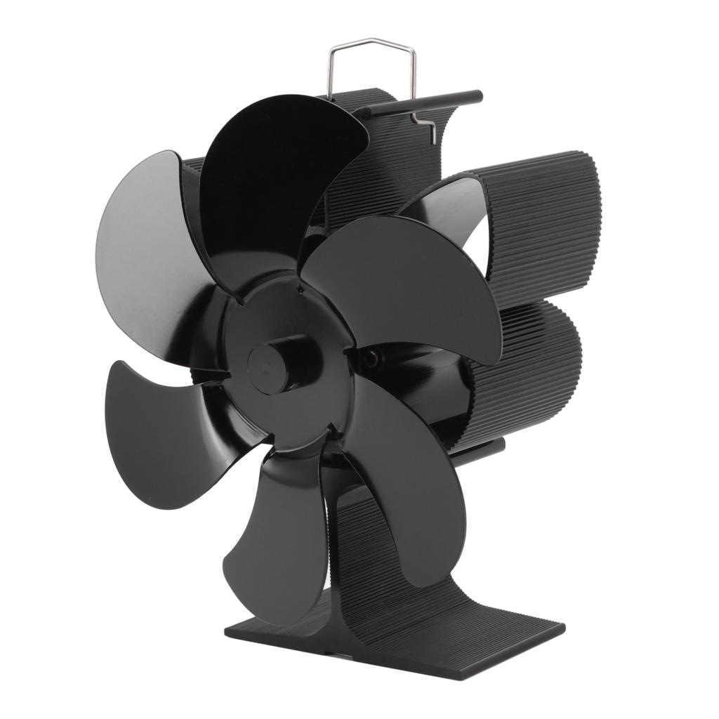 Stove Fan 6 Blades Greater Air Volume Low Noise Operation Wear Resistance Fireplace Fan Black S