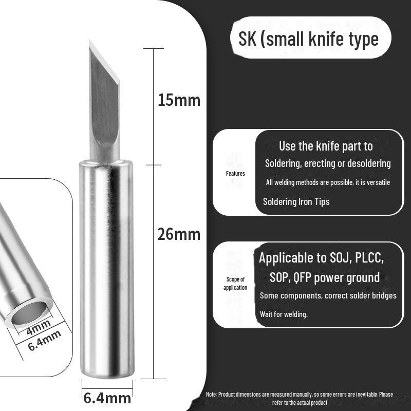 Soldering Iron Tips: K-Type, Knife, Horseshoe, I-Tip, Internal Heat B-Tip, 936 Series, 900 Pointed.