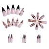 1 Set Leopard Press On Nails Removable Almond French Tip Stick-on Long Fake Nails DIY Home Salon Women Full Cover Glue On False Nails