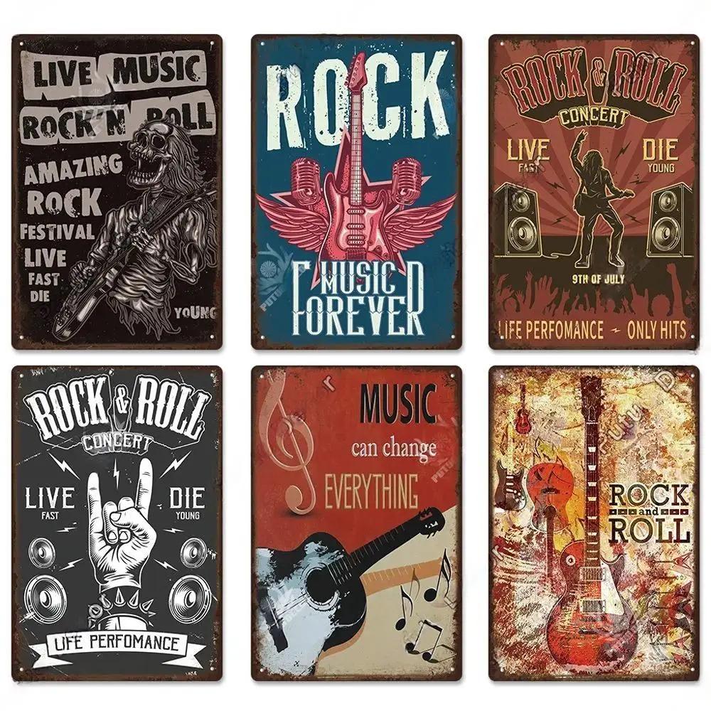 Vintage Musik Blechschild Rock Poster Plakette Metall Retro Wandkunst Dekoration Aufkleber für Bar Pub Man Cave Eisengemälde