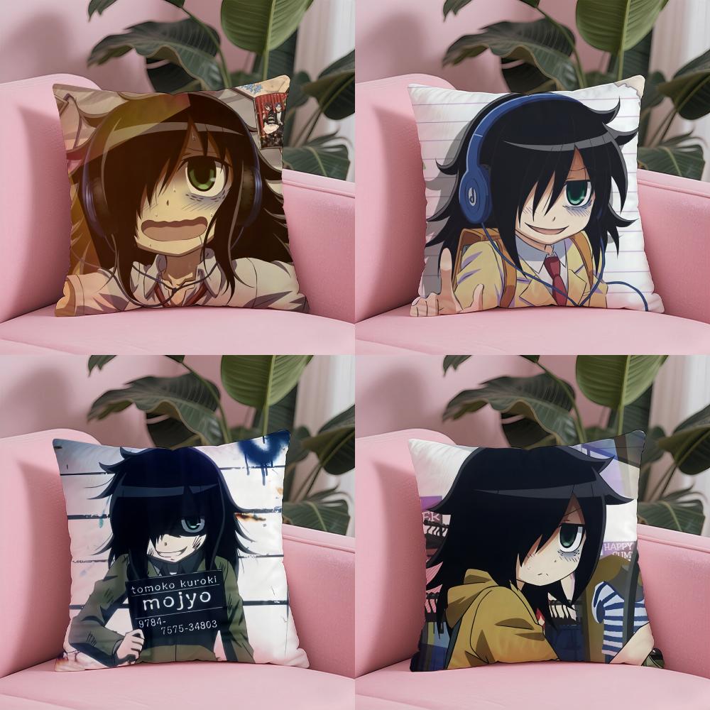 K-Kuroki T-Tomoko Pillow Case Soft Plush Fabric Double-Sided Printed Cushion Cover Warm Winter Sofa Pillow Case