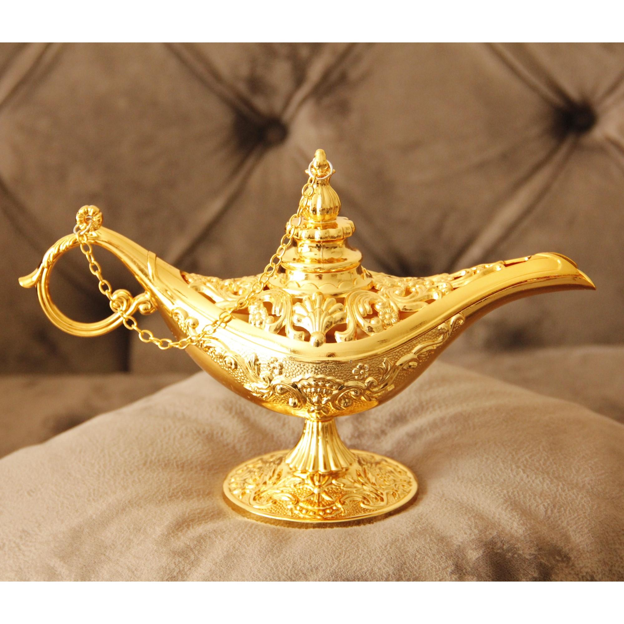 Lampe à pétrole ancienne vintage Aladdin laiton génie brûleur d'encens