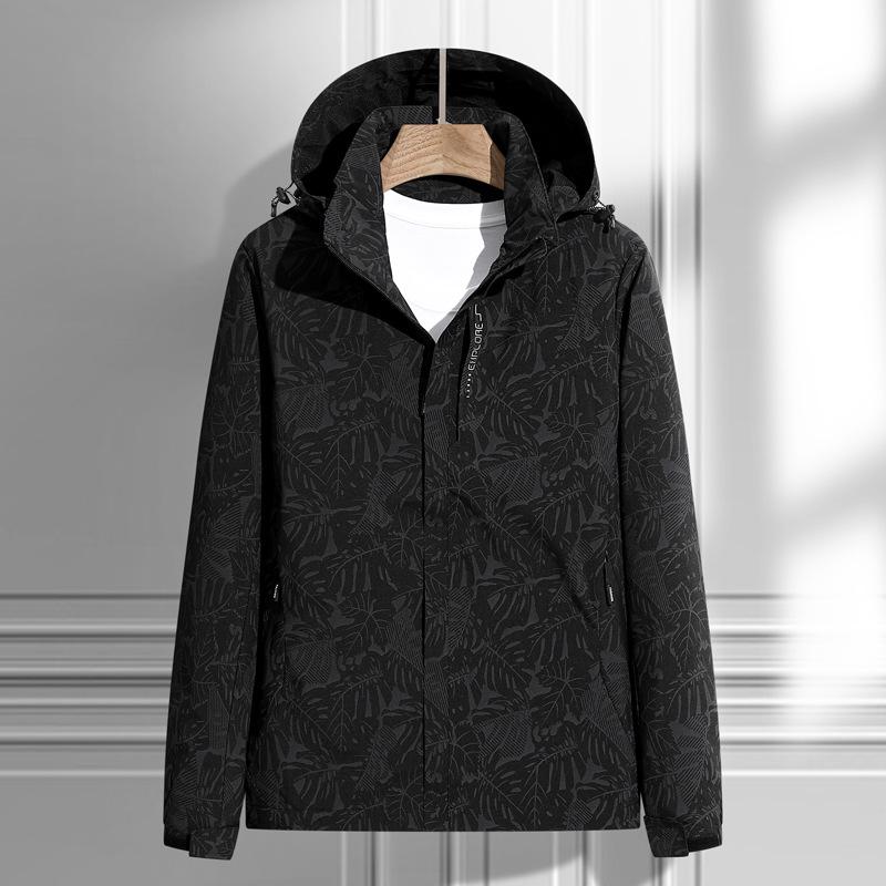 

Мужская камуфляжная ветровка с капюшоном: Легкая горная куртка на весну/осень, спортивная одежда для активного отдыха, унисекс. Men s Black