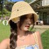 Spring and summer breathable cotton and linen sun hat straw woven bucket hat versatile simple sun hat travel